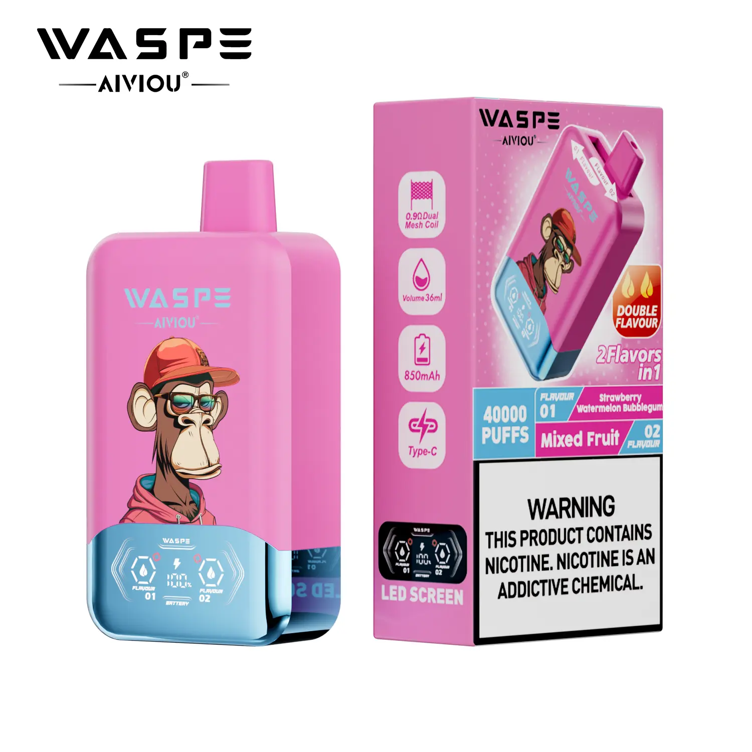 WASPE 40000 Double flavors LCD Disposable Vape - Image 3
