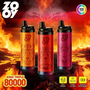 ZOOY King Triple 80000 Puffs : 3-in-1 Original Flavor Refillable RGB Light Disposable Vape